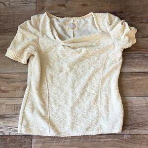 Anthropologie Women’s Large Ivory Textured Top